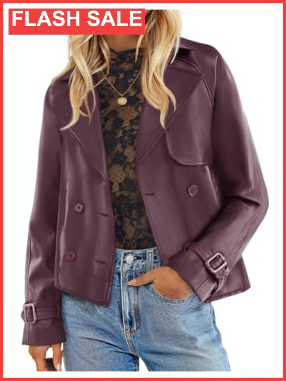 Faux Leather Motorcycle Jacket Button Down Moto Biker Coat